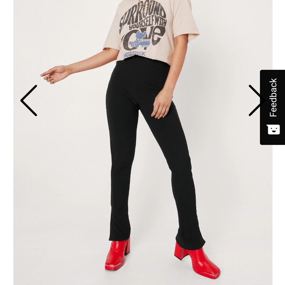 SOLD Petite Split Hem Slim High Waist Flare Pants